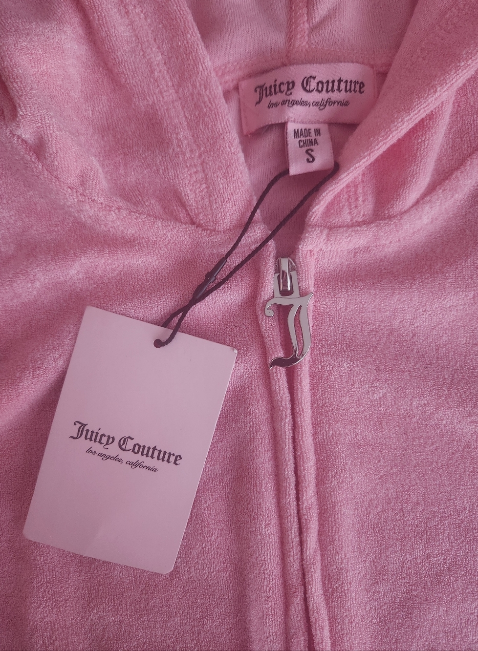 NWT Juicy Couture Pink Terry Cloth Short Sleeve Hoodie With Pockets - Picture 5 of 10